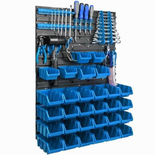 26 Boîtes Étagère murale système de rangement 58x78cm Boîtes empilables bleu bacs a bec