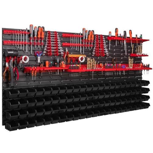 88 pcs. Boîtes, Étagère murale pour système de rangement 172x78 cm bacs a bec noir