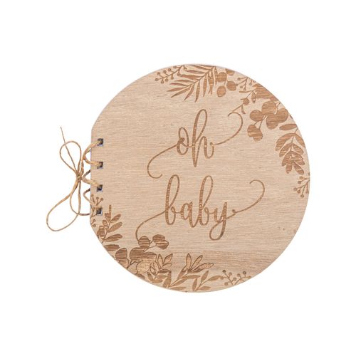 Livre D Or En Bois Oh Baby Eucalyptus Rond 16 X 16 5 Cm