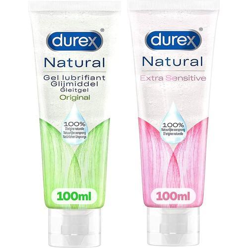 Durex Gels Lubrifiants Naturels - Intime ¿ Base D'eau Et Sensitive ¿ L'alo¿ Vera - Lot De 2 Gels Sexuels 100ml