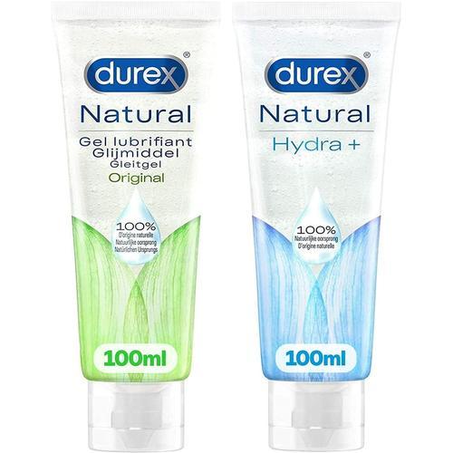 Durex Gels Lubrifiants Naturels - Intime ¿ Base D'eau Et Hydratant ¿ L'acide Hyaluronique - Lot De 2 Gels Sexuels 100ml