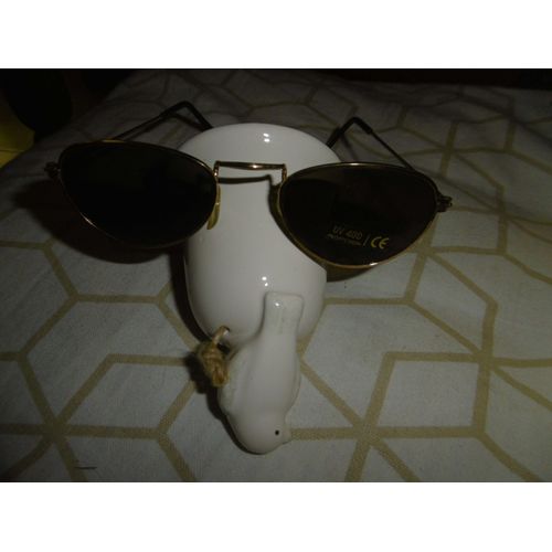 Lunette De Soleil Monture Fine Doré Taille Unique Verres Ovales Protection Uv 400 Ce Farbel 1263
