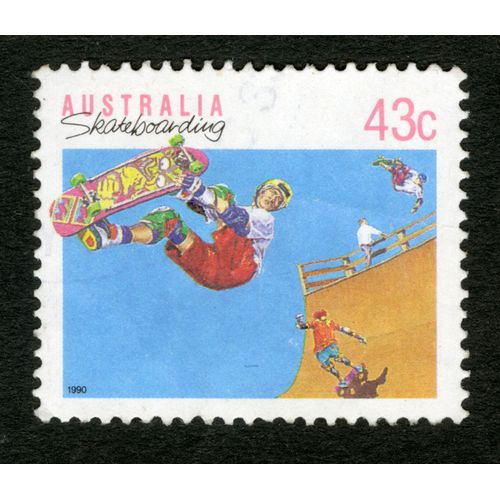 Timbre Non Oblitéré Australia, Skateboarding, 1990, 43c
