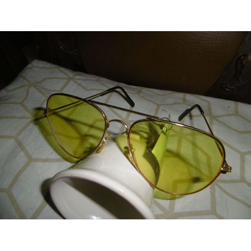 Lunette De Soleil Monture Cerclée Doré Taille Unique Verres Octogonales Jaune Protection Uv 400 Farbel 503