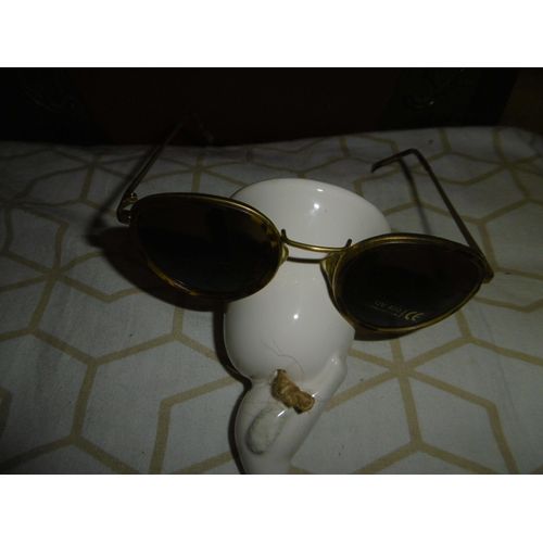 Lunette De Soleil Monture Métal Doré Et Marron Taille Unique Verres Ronds Fumé Protection Uv 400 Ce Farbel 1314