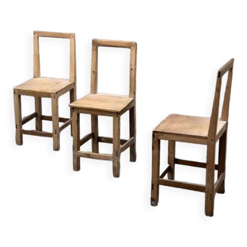 Trio Chaises Minimalistes Populaires Alpes Bois