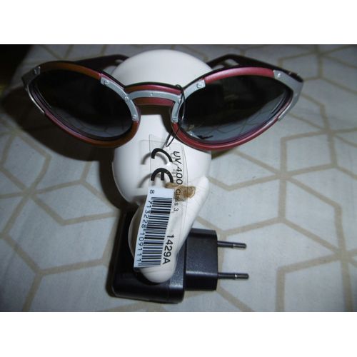 Lunette De Soleil Monture Plastique Bordeaux Taille Unique Verres Ovales Protection Uv 400 Farbel 1429a