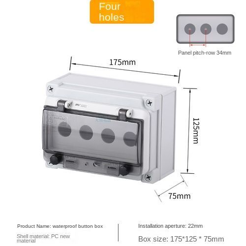 Boîtier de commande pour bouton d'arrêt d'urgence,4,5,6 trous,en plastique,haute qualité - Type 4 hole