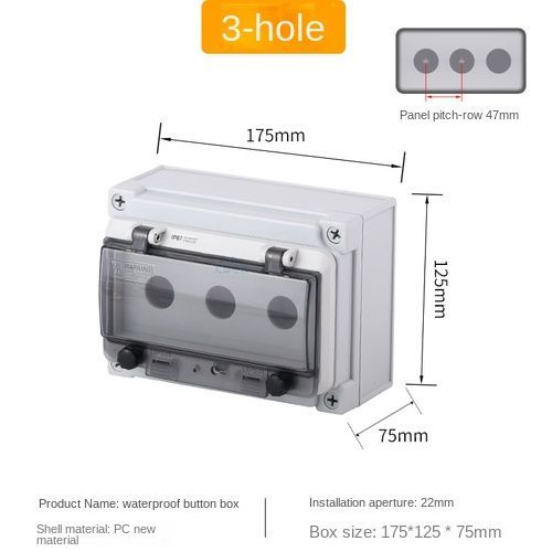 Boîtier de commande pour bouton d'arrêt d'urgence,4,5,6 trous,en plastique,haute qualité - Type 3 hole
