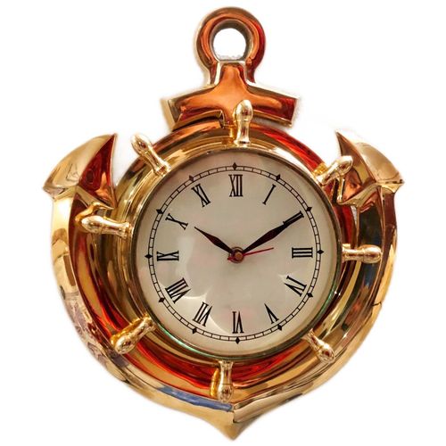 Horloge murale, Ancre de bateau en laiton lourd, décoration nautique, 32 cm, quartz