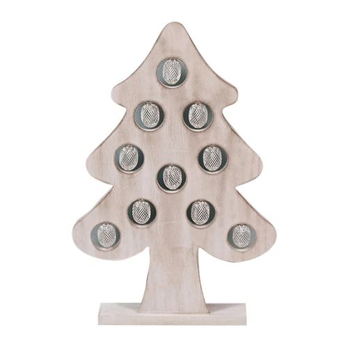 Bois Naturel Arbre de Noël Ornement Coloré Led Lumière Noël Décoration Home Party Festival Cadeaux de Noël