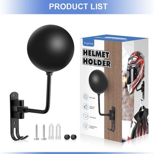 Support mural pour casque de moto, présentoir rotatif à 180 degrés, avec Double crochet pour manteaux et chapeaux