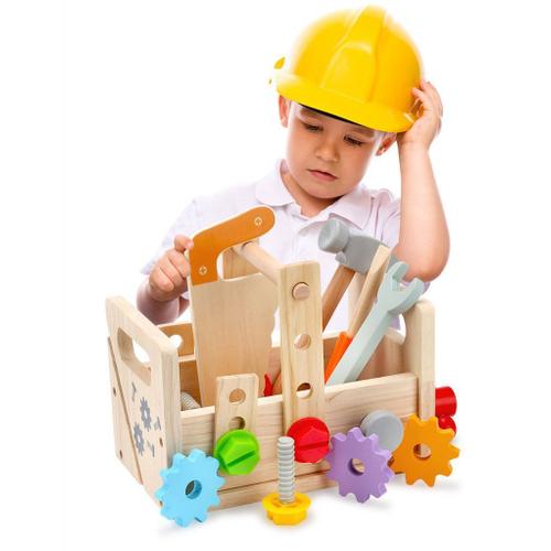 Jouets en Bois - Boite a Outil Enfant DIY 3D Jeux de Construction Jeux  Montessori 2 3 4 Ans Idée Cadeau Garçon Filles 3 4 5 Ans