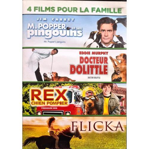 Coffret - 4 Films Pour La Famille : M. Popper Et Ses Pingouins, Docteur Dolittle, Rex Chien Pompier Et Flicka