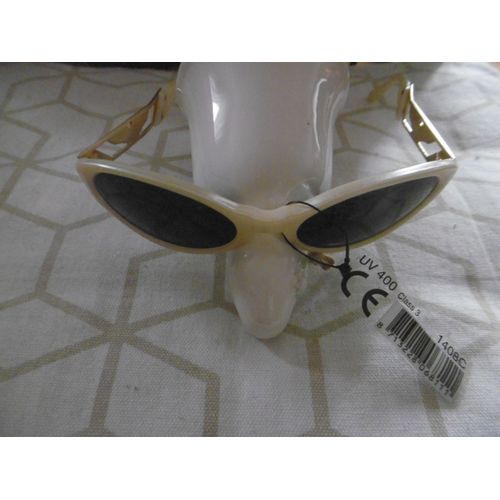 Lunette De Soleil Monture Beige Taille Unique Verres Ovales Protection Uv 400 Farbel 1408c