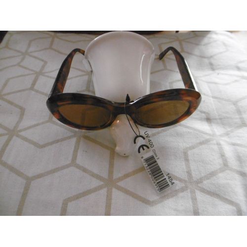 Lunette De Soleil Monture Marron Marbré Taille Unique Verres Ovales Protection Uv 400 Farbel 1454