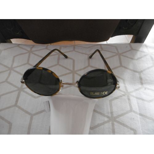 Lunette De Soleil Monture Marron Marbré Taille Unique Verres Ronds Protection Uv 400 Farbel 112