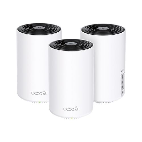 TP-Link Deco XE75 V3 - Système Wi-Fi - (3 routeurs) - jusqu'à 7200 pieds carrés - maillage 1GbE - Wi-Fi 6E - Multi-Bande