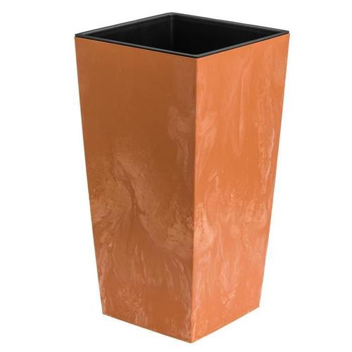 Pot De Fleur Plastique Haut Cache Pot Terre Cuite 16,3 L Aspect Béton Boite A Fleur H 420 Mm Avec Insert 8 L