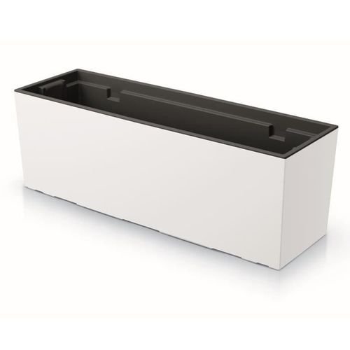 Boite A Fleur Plastique Jardiniere 19 L Lisse Pot De Fleur H 19,5 Cm Cache Pot Blanc