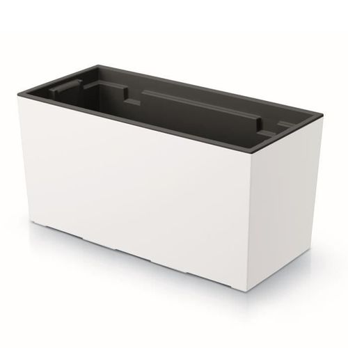 Boite A Fleur Plastique Jardiniere 12 L Lisse Pot De Fleur H 19,5 Cm Cache Pot Blanc
