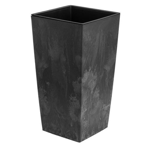 Pot De Fleur Plastique Haut Cache Pot Anthracite 4 L Aspect Béton Boite A Fleur H 260 Mm Avec Insert