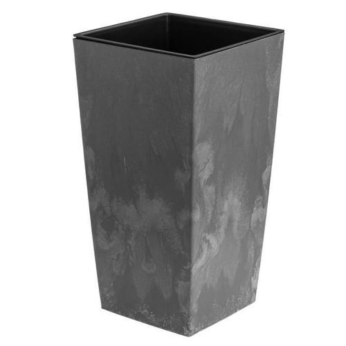 Pot De Fleur Plastique Haut Cache Pot Gris Clair 16,3 L Aspect Béton Boite A Fleur H 420 Mm Avec Insert 8 L