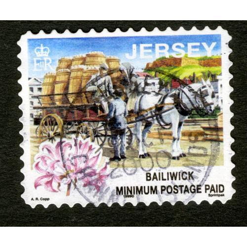 Timbre Oblitéré Jersey, Bailiwick , Minimum Postage Paid, Copp, 1999, Sprintpak, E R
