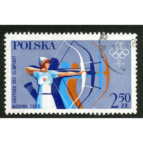 Timbre Oblitéré Polska , Igrzyska Xii Olimpiady, Moskwa 1980, 2,50 Zl