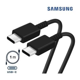 Original - 1M Câble Noir Cordon USB-C vers Type-C Pour Chargeur Secteur Prise de Courant 15w/25w EP-DA705 Origine Samsung Pour Galaxy A05 A05s A06 A14 A15 A16 A24 A25 A33 A34 A35 A51 A52 A53 A54 A55
