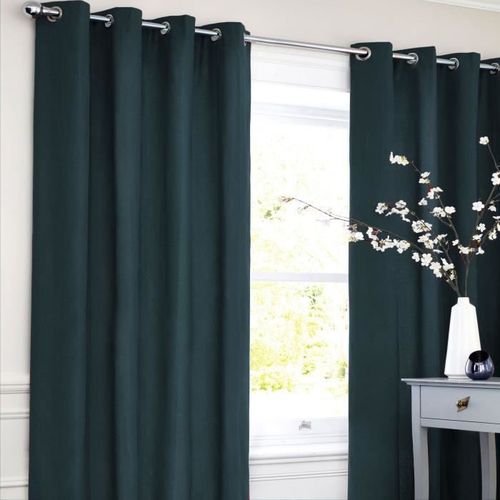 Cotton Look - Rideau En Polycoton Esprit Denim Parfait Pour Habiller Vos Fenêtres 140 X 250 Cm Bleu Intense