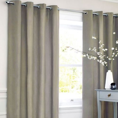 Cotton Look - Rideau En Polycoton Esprit Denim Parfait Pour Habiller Vos Fenêtres 140 X 250 Cm Taupe