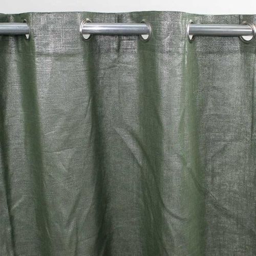 Comete - Rideau Coton, Lin Et Lurex 140 X 250 Cm Vert Kaki