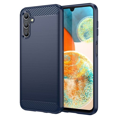 Coque Pour Samsung Galaxy A14 5g - Housse Etui Silicone Gel Carbone + Film Ecran - Bleu Fonce