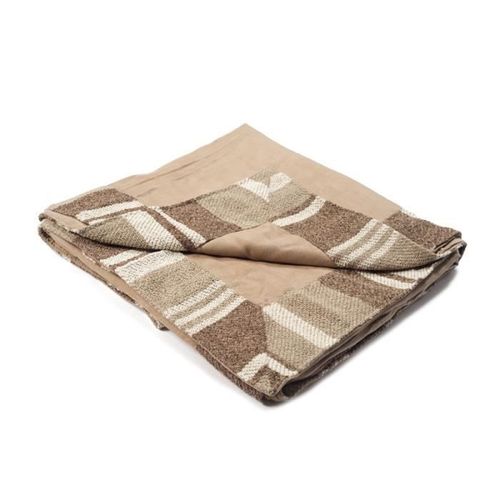 Kansas - Plaid En Suédine À Rayures Joli Sur Un Canapé 150 X 150 Cm Beige