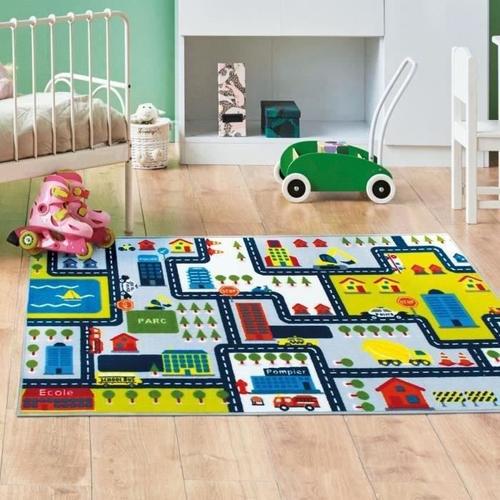 CIRCUIT- Tapis de jeux Chambre enfant - Tapis circuit de voiture 75 x 133 cm - Polyamide - Multicolore