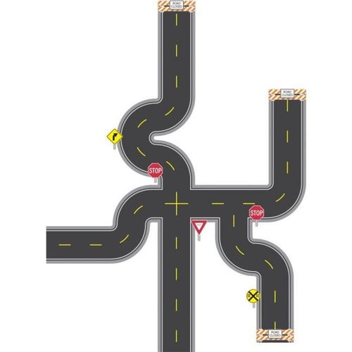 ROOMMATES Lot de 30 stickers CIRCUIT ROUTE INTERACTIF repositionnables - 4 feuilles de 10,1cm x 44,1cm