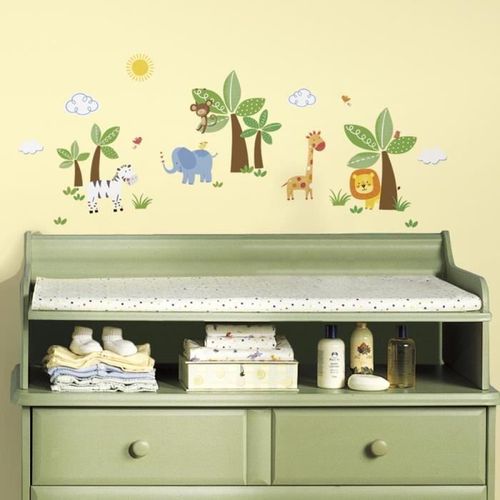 ROOMMATES - 47 Stickers Repositionnables DES ANIMAUX DE LA JUNGLE décoration murale pour chambre enfant