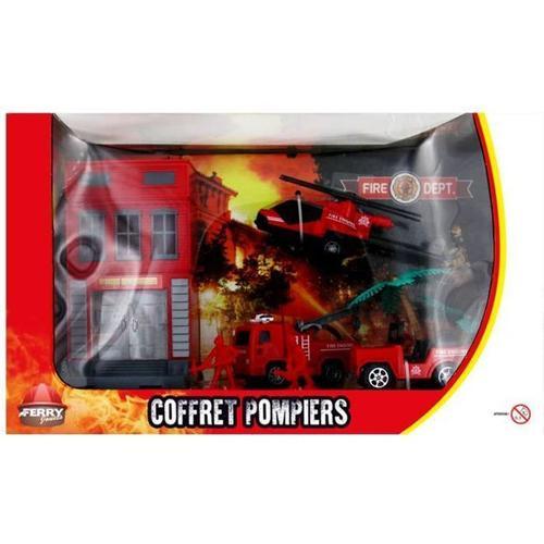 Coffret Véhicules De Pompiers + Caserne De Pompier