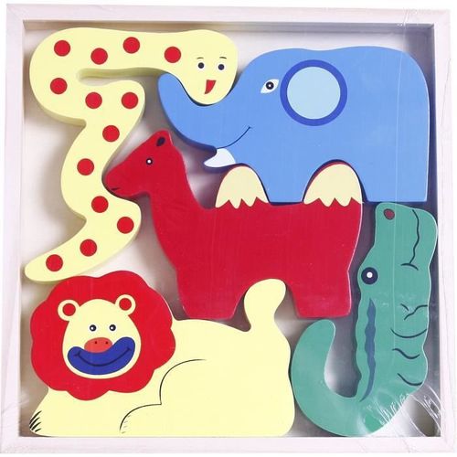 Animaux En Bois, Lion, Eléphant, Serpent, Croco Et Lama