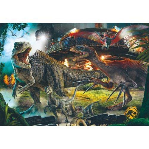 Puzzle 1000 Pieces Jurassic World : L'attaque Des Dinosaures - Puzzle Adulte - Set Puzzle Dino Animaux Préhistorique + 1 Carte Tigre