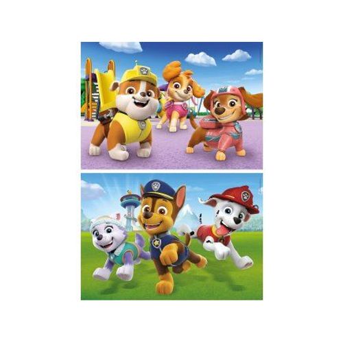 Coffret 2 Puzzles Enfant Pat Patrouille 20 Pieces : Liberty Everest Marcus Chase Ruben Stella En Mission - Set Puzzle + 1 Carte