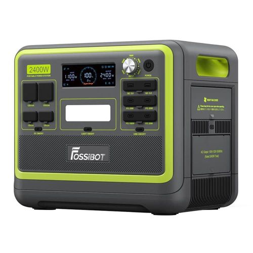Fossibot F2400 Centrale Électrique Portable 2048wh Lifepo4 Batterie 2400w Sortie Générateur Solaire 16 Ports De Sortie - Vert