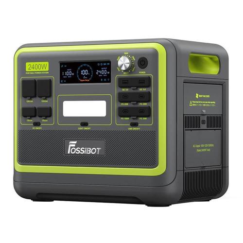 Centrale électrique portable FOSSiBOT F2400 2048Wh lifepo4 batterie 2400W sortie générateur solaire 16 ports de sortie - vert