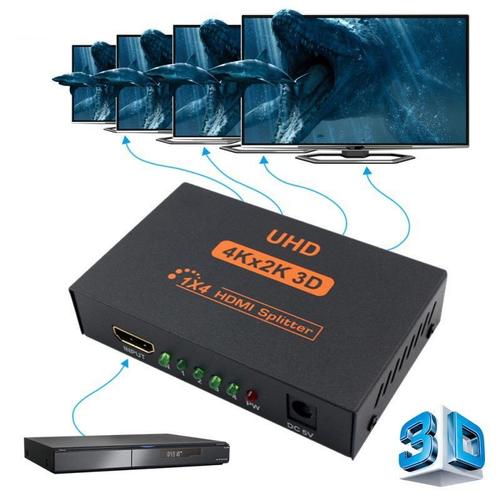 Répéteur Hub à 4 Ports amplificateur convertisseur 3D 4K x 2K Full HD 1080p 1x4 HDMI adaptateur séparateur pour HDTV