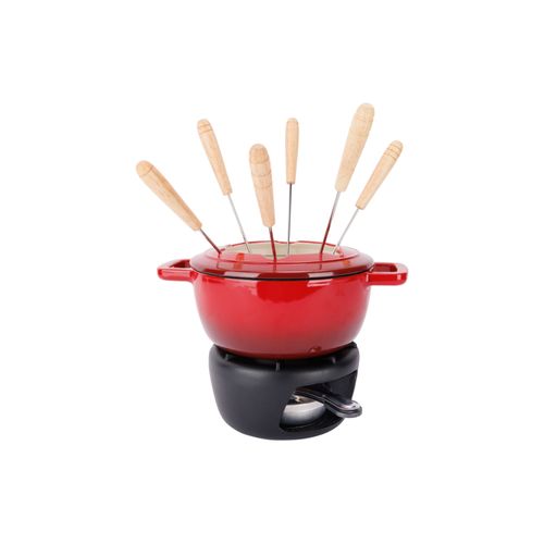 Service À Fondue En Fonte, Rouge, D 18 Cm