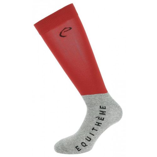 Chaussettes Equithème "Compet" - Couleur : Rouge/Gris Clair, Taille : 31-35. Sport : Équitation