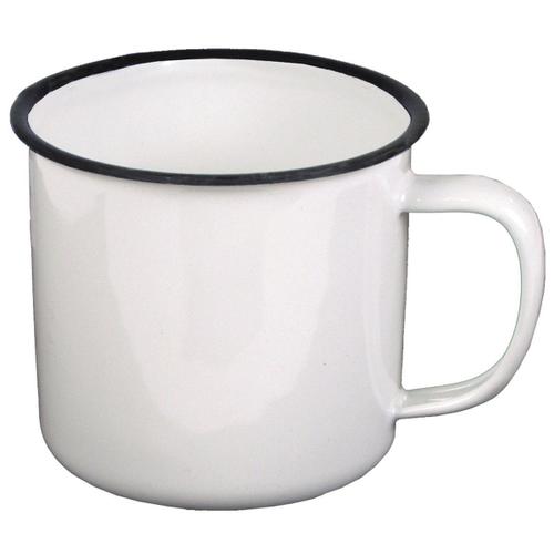 Tasse Email Blanc Noir 350ml Avec Anse Fox Outdoor 33385 Camping Bivouac Pique Nique Randonnee Trekking