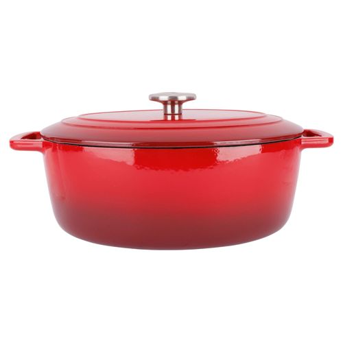 Cocotte Ovale En Fonte, Rouge, 31x24xh12 Cm