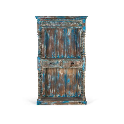 Etagère En Manguier Bleu Vieilli 180cm